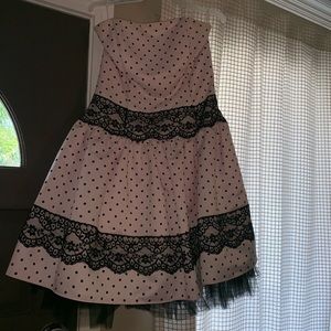 Pink and black polka dot dress